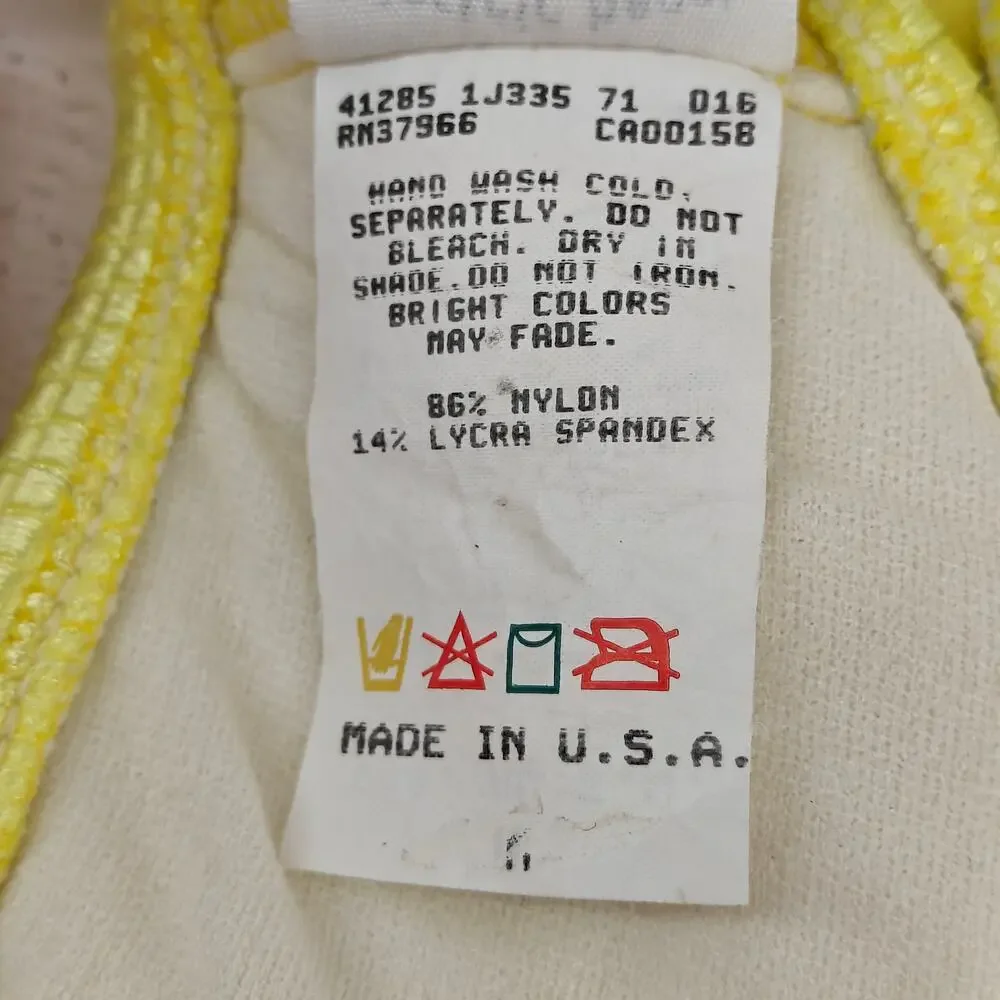 Vintage Electric Beach Jantzen Bright Yellow Waffle Bikini Top Womens Medium
